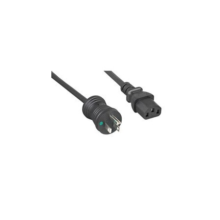 Cable Wholesale Hospital Grade Green Dot Power Cord, Nema 5-15 to C13, 18 AWG, SJT, 10 Amp / 125 Volt, Black, 3 ft 10W1-51003BK